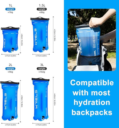 1L/1.5L/2L/3L BPA Free Hydration Bladder,Leakproof TPU Water Bladder for Hiking Backpack,Large Opening Water Reservoir Hydration Pack for Running Cycling Camping