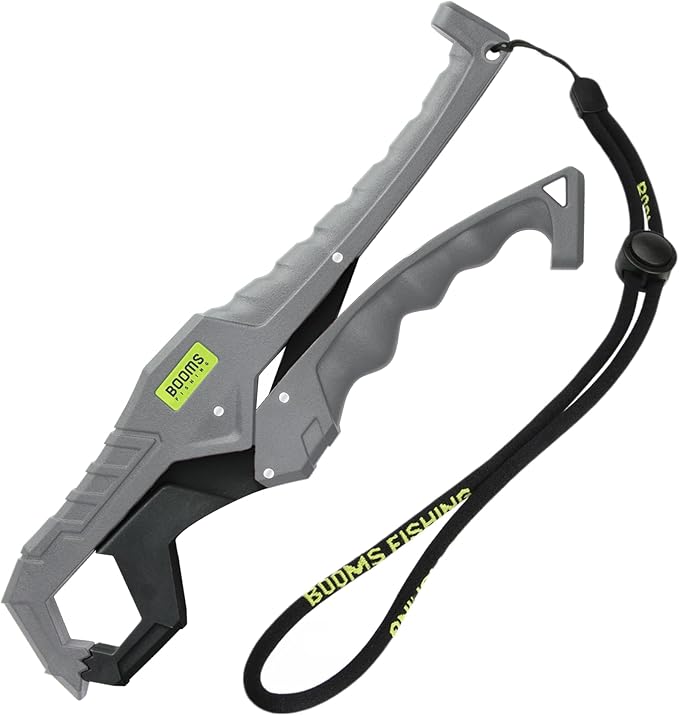 Booms Fishing G05 Lip Gripper Saltwater, 9.4" Plastic Catfish Grippers Pliers, Grabber Tool With Lanyard, Grips for Kayak Fishing Accessories, Great Holder for Caught Fish