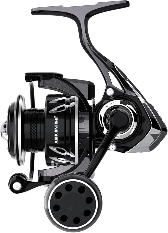Ashconfish AK Spinning Reel -Ultra-Strong Metal Body, Over 25lbs Drag, Anti-Reverse Bearings, 8+1 Double-Shielded Stainless-Steel BB Design for Saltwater & Freshwater Fishing
