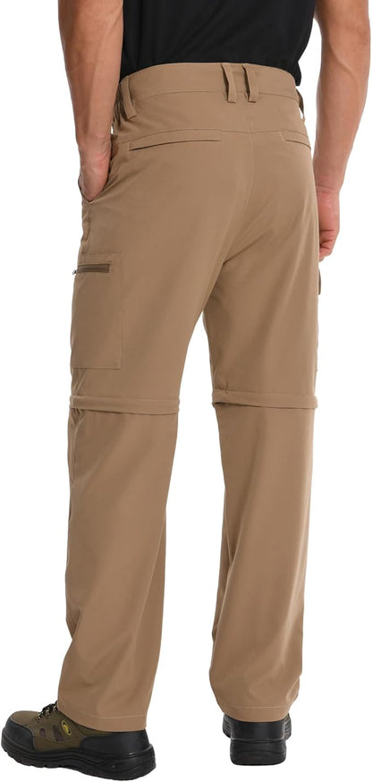 Mens Hiking Pants Convertible Quick Dry Zip Off Tactical Cargo Pants Water Resistant Lightweight Outdoor Pants with 6 Pockets