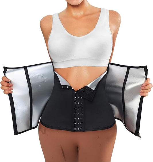 Women's Sauna Suit Waist Trainer, Double Closure Waist Trimmer Belt, Adjustable Tummy Control Shapewear for Workout
