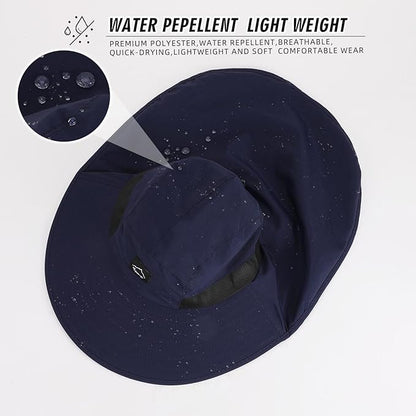 Rosoz Outdoor Sun Hat for Men Women, UPF50+ Protection Safari Cap Wide Brim Mesh Fishing Hat with Neck Flap Beach Garden