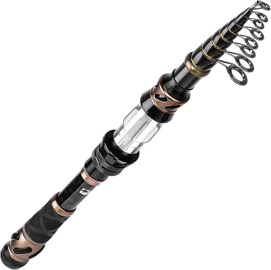 PLUSINNO Fishing Rod and Reel Combos - Carbon Fiber Telescopic Fishing Pole - Spinning Reel 12 +1 Shielded Bearings Stainless Steel BB