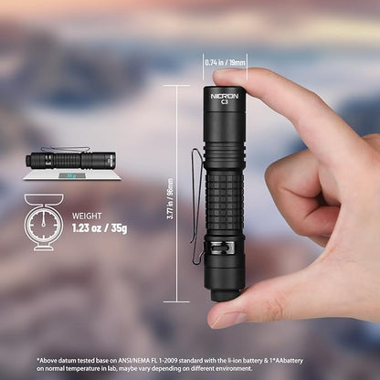 NICRON C3 1000 Lumens EDC Flashlight, Type-C Rechargeable AA Pocket Flashlight Compact High Lumens Handheld Light, Mini Flashlight for Home Outdoor Camping, Hiking, Runing