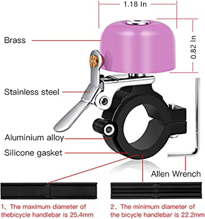 Greallthy Bike Bell Classic Brass Bicycle Bell,Bike Bells for Adults Kids, Loud Retro Bell for Road & Mountain Bikes, Universal Handlebar Fit.