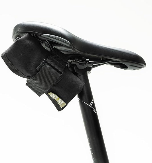Blossom Bike Saddle Roll Bag - Bike Tool Kit Holder - Water Resistant & Durable Cordura Fabric - Under Seat cycling accessories - mountain bike accessories - ebike saddle bags (Black)