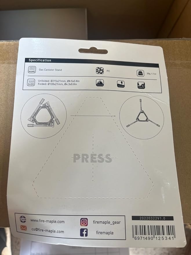 Fire-Maple Foldable Fuel Canister Stand, Tripod Support Bracket for Camping Stove and Outdoor Cooking