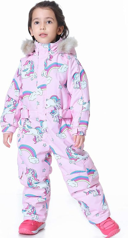 Kids Girls Boys Waterproof Colorful One Piece Snowsuits Coveralls Ski Suits Jackets Winter Jumpsuits