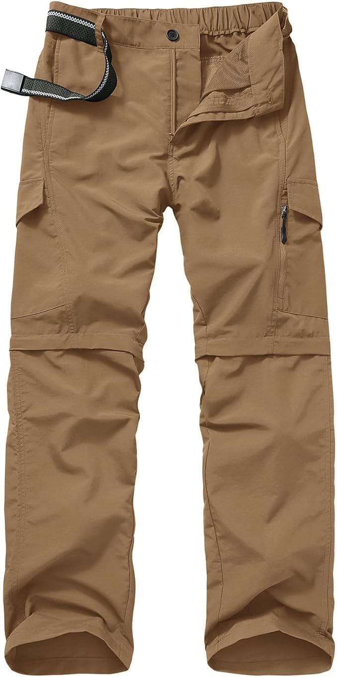 Mens Hiking Pants Quick Dry Lightweight Fishing Convertible Zip Off Safari Trousers