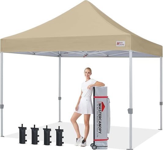 MASTERCANOPY Pop Up Canopy Tent Commercial Grade 10x10 Instant Shelter (Beige)