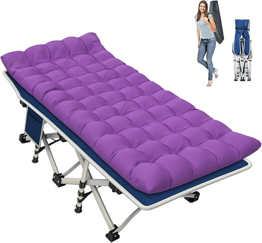 Cot, Camping Cot with Comfortable Thick Pad Cots for Sleeping Heavy Duty Camping Bed Folding Cot Double Layer Oxford with Carry Bag for Home Nap Outdoor Travel