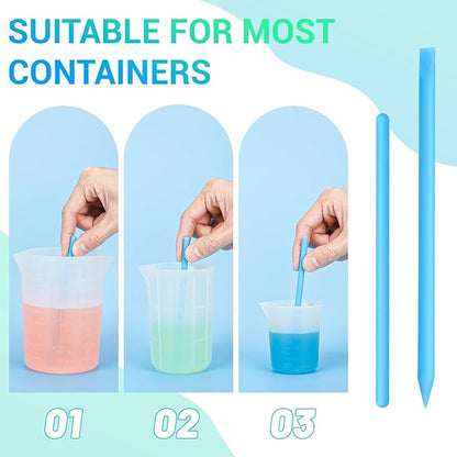 Gartful 4PCS Silicone Stir Sticks Kit for Casting, 2pcs Stick Rods for Resin, 2pcs Pointed Silicone Mixing Sticks, DIY Craft Tool for Resin Epoxy, Paint, Liquid, Blue