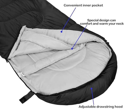 3-4 Season Sleeping Bag for Adults & Kids, Lightweight Warm Cold Weather Camping Bag with Waterproof Compression Sack – Portable for Hiking, Backpacking, Traveling & Outdoor Adventures