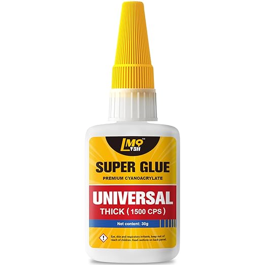 Super Glue Thick CA Glue Clear 30 Gram, Heavy Duty Superglue Instant Cyanoacrylate Adhesive for Plastic Ceramic Leather Metal Glass Wood Pla Shoe Sole Repair, Strong Oily Liquid Bonding