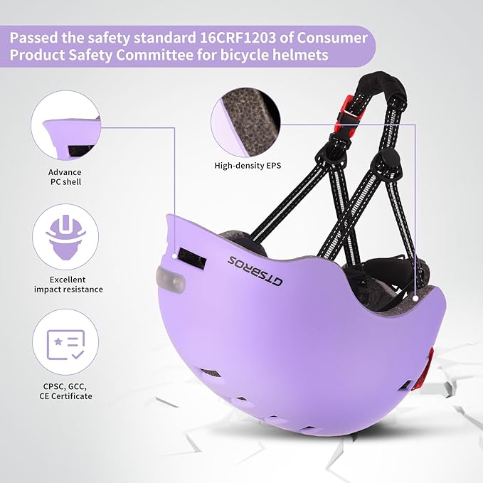 Bike Helmets for Adults - Front and Rear LED Lights Adjustable Bicycle Helmet for Adults Men Women Scooter Helmet for Commuting, Road Biking, Skating, Scooter