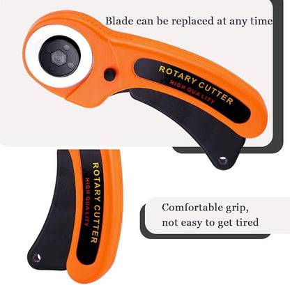Rotary Cutter, Rotary Fabric Cutter with Safety Lock, Included Extra 10 Pack 45mm Blades, Rotary Cutter Tool for Quilting Sewing Arts Crafts