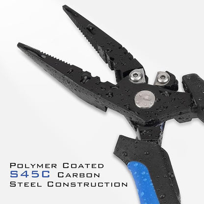 KastKing Intimidator Fishing Pliers, Corrosion Resistant Polymer Coated Fishing Tools, Tungsten Carbide Cutters, Saltwater Resistant Fishing Gear