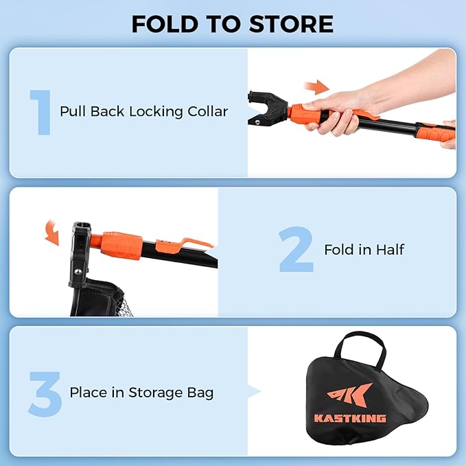 KastKing Titanet Fishing Net, Durable Aluminum Handle, Non-Slip Hi-Vis Grip, Compact Bag & Lanyard, Ideal for Kayak, Lake, Fly, or River Fishing, 2 Net Options