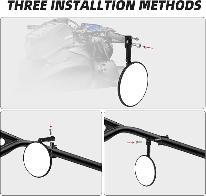 Motorcycle Mirrors for Handlebars - 7/8" Universal Foldable Rear View Bar End Side Mirrors with M8 M10 Bolts + Mount for Adventure Motorcycle/Dirt Bike/E-bike/Scooters/ATV/UTV Accessories