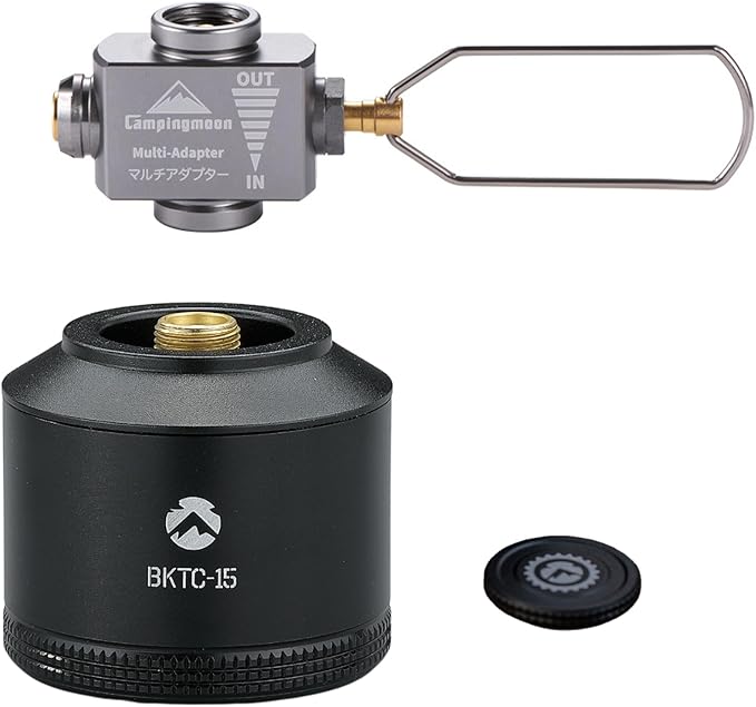 CAMPINGMOON Refillable Gas Canister Empty Pocket Tank for Gas Lantern Backpacking Camping 15g w/ Gas Transfer Adapter Z15 Black BKTC-15/Z15