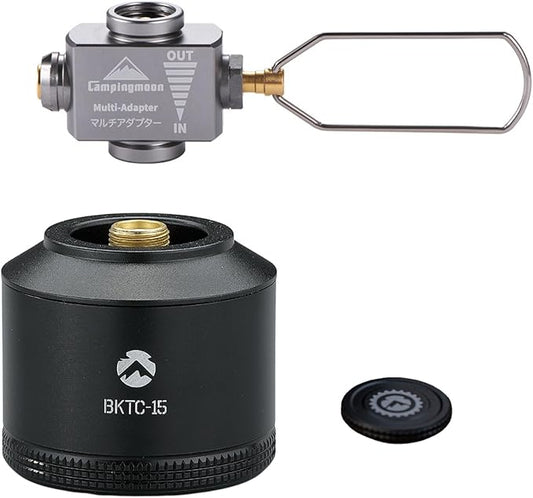 CAMPINGMOON Refillable Gas Canister Empty Pocket Tank for Gas Lantern Backpacking Camping 15g w/ Gas Transfer Adapter Z15 Black BKTC-15/Z15
