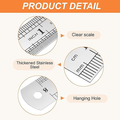 HARFINGTON 3 Pcs Steel Ruler 8" x1-1/32 Machinist Metal Ruler Carbon Steel Metric Straight Edge Measuring Tools 0.3mm Thick for Engineering Architect Drawing Home Office