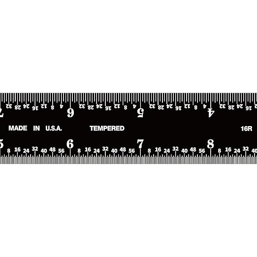 Pec Tools 12-inch Ruler, 0.035" Thick X 1" Wide, 1/32", 1/64", 1/50", 1/100" High-Precision Ruler, Stainless Steel, High Contrast, Made in USA