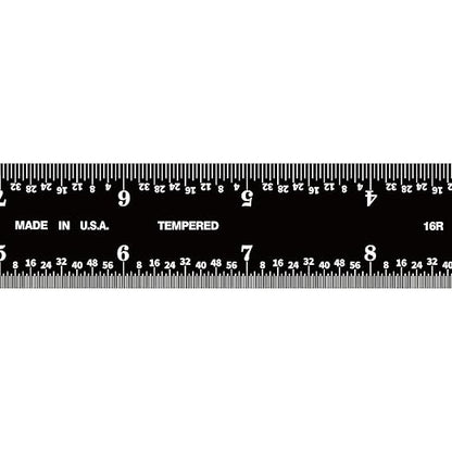 Pec Tools 12-inch Ruler, 0.035" Thick X 1" Wide, 1/32", 1/64", 1/50", 1/100" High-Precision Ruler, Stainless Steel, High Contrast, Made in USA