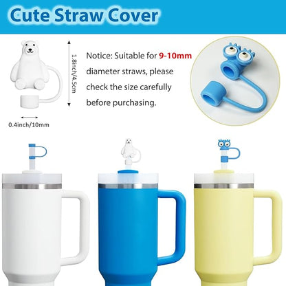 Stanley Cup Accessories Set Including 6 Pcs Silicone Spill Proof Stopper, 2 Pcs Straw Cover Cap for 9-10 mm Straws, 1 Pcs Silicone Boot for Stanley Cup 40oz & 30oz Tumbler (Azure)