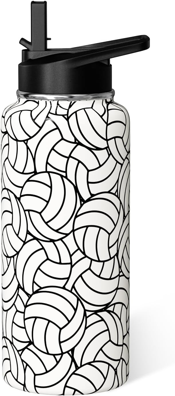 Volleyball Water Bottle 32oz Insulated Sports Water Bottles Volleyball Gifts for Men Women Gift for Volleyball Coach Lovers Fan Players Volleyball Stuff Accessories for Boys Girls