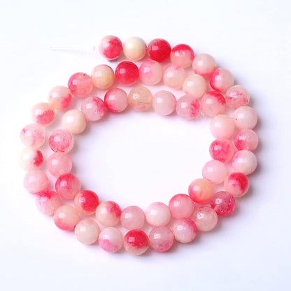 8MM 46PCS Pink Tourmaline Jade Stone Beads for Jewelry Making DIY Bracelet Necklace 15"