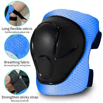 Gradient Color Kids Protective Gear Set Knee Pads for Kid 2-14 Years,W/ Adjustable Strap Kids/Youth Knee Pads Elbow Pads Wrist Guards Set for Inline Roller Skates,Cycling,BMX Bike,Skateboard,Scooter