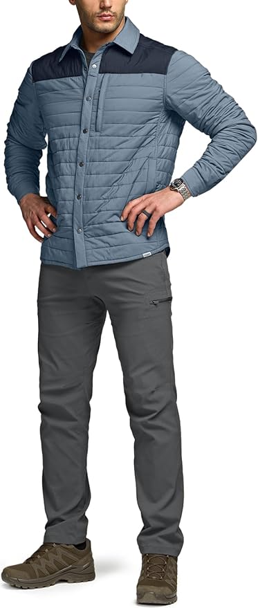 CQR Men's Lightweight Insulated Jacket, Windproof Packable Water Resistant Warm Active Coat for Hiking Work Outdoor Tactical