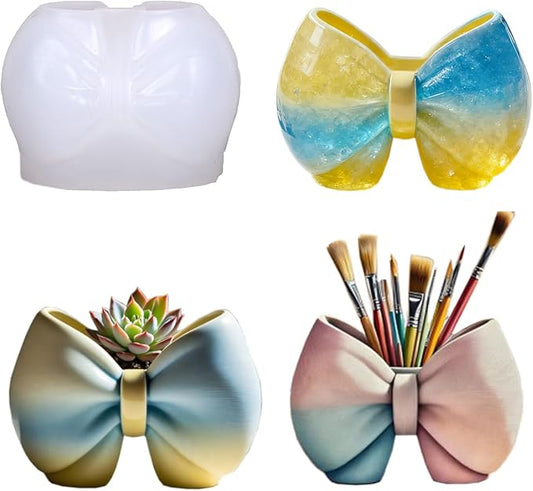 Elegant Bow Resin Molds Silicone Molds - Reusable Classic Design for Casting with Epoxy Resin, Concrete, and Plaster to Create DIY Home Decor, Cosmetic Organizers, and Plant Pots