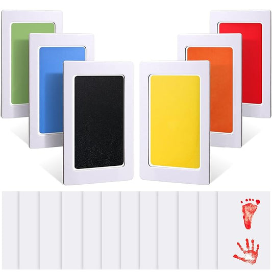 TaoBary 6 Pcs Baby Hand and Footprint Kit Clean Touch Ink Pad Non Toxic Inkless Infant Hand Foot Stamp Pet Paw Print with 12 Cards for Newborn Keepsake, Dog Nose & Paw Print Kit Memory Gift(Small)