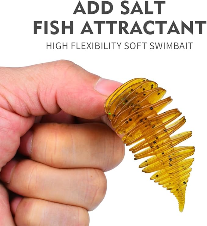 Soft Swimbait Lures, Soft Plastic Fishing Lures Kit, Bass Fishing Lure Swim Baits with 5 Color, Threaded Small Needle Tail for Trout, Crappie, Bass, Redfish, Freshwater, Saltwater