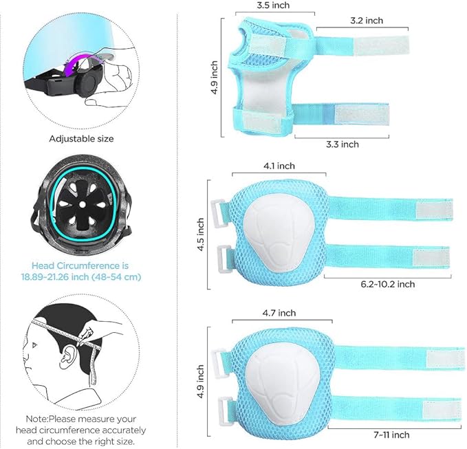 Kids Bike Helmet Set, CPSC Certified with Knee Pads Elbow Pads Wrist Guards,Adjustable Helmet for Ages 3-5-8-15 Toddler Kids&Youth,Bicycle Skateboarding…