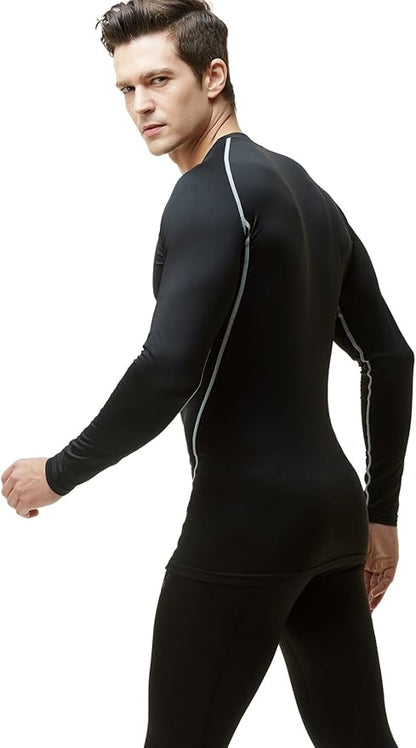 TSLA Men's Thermal Long Sleeve Compression Shirts, Athletic Base Layer Top, Winter Gear Running T-Shirt