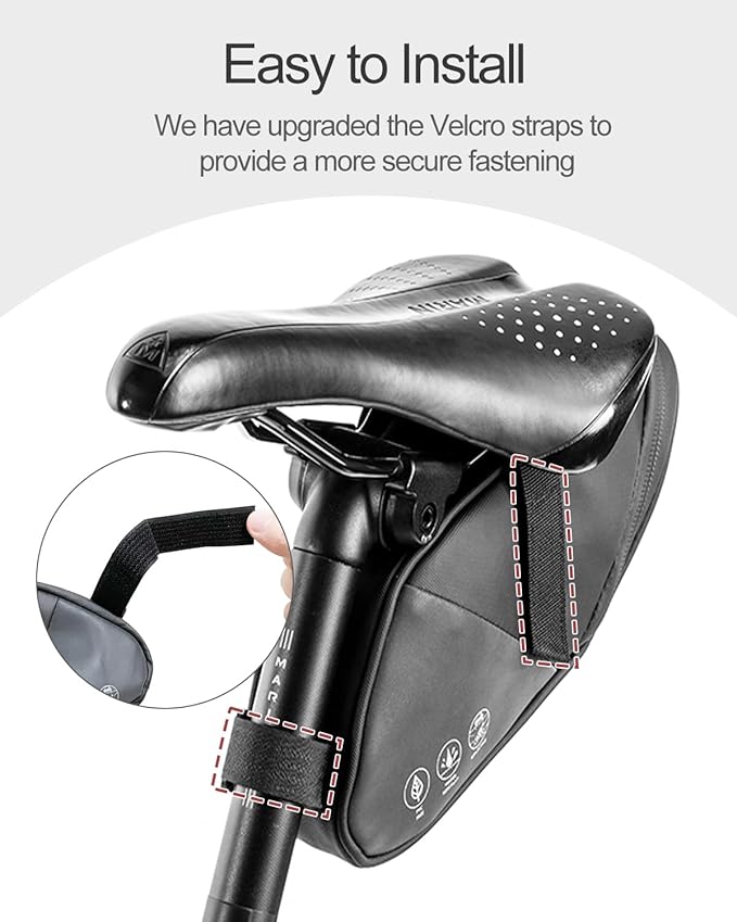 Bike Seat Bag, Water Resistant Bicycle Saddle Bag Under Seat, Cycling Seat Pack for Mountain Road Bikes and Commuter, 1L