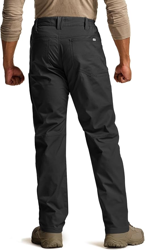CQR Men's Flex Stretch Tactical Pants, Water Resistant Ripstop Cargo Pants, Lightweight EDC Outdoor Work Hiking Pants