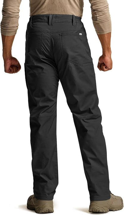CQR Men's Flex Stretch Tactical Pants, Water Resistant Ripstop Cargo Pants, Lightweight EDC Outdoor Work Hiking Pants