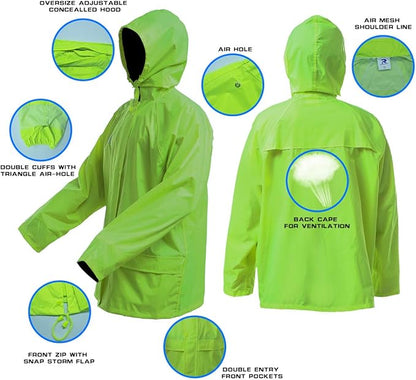 RainRider Rain Jacket Pants Suits for Men Women Waterproof Lightweight Rain Gear Workwear