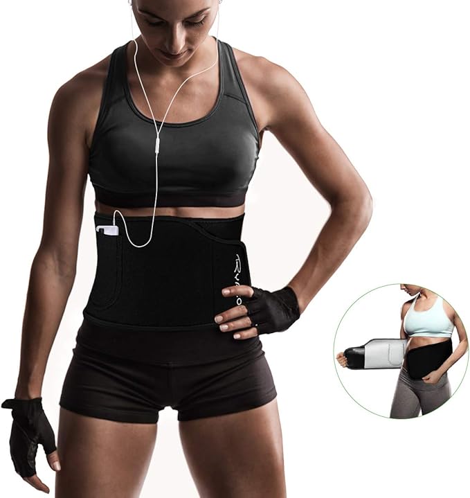 Ryaco Waist Trimmer, Waist Trainer for Women Men, Neoprene Sweat Band, Slimming Stomach Wrap for Workout, Adjustable Sizes