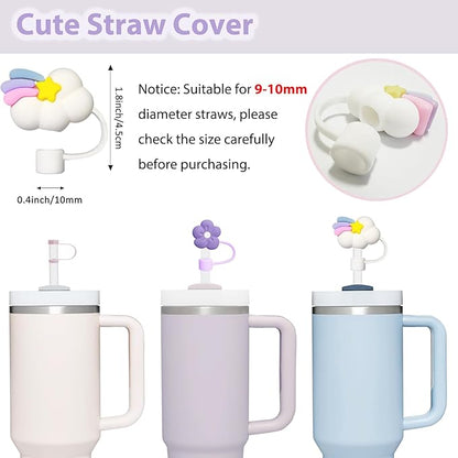 Stanley Cup Accessories Set Including 6 Pcs Silicone Spill Proof Stopper, 2 Pcs Straw Cover Cap for 9-10 mm Straws, 1 Pcs Purple Silicone Boot for Stanley Cup 40oz & 30oz Tumbler (ORCHID)