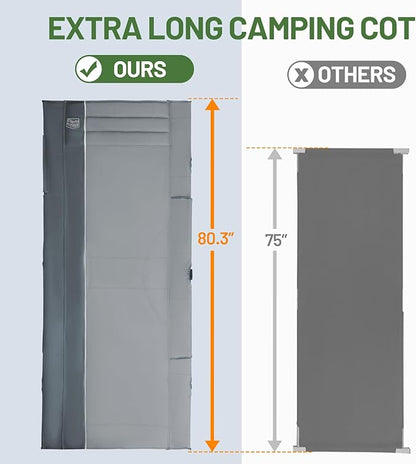 Timber Ridge Extra Wide Heavy Duty Camping Cot for Adult, Easy Set Up Oversized Sleeping Cot with Carry Bag for Camping, Travel and Outdoors, Support up to 450lbs