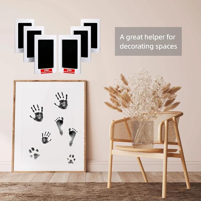 15-Set Inkless Memory Kit for Hand & Foot Prints, Pet Paw Impressions – Clean Touch Ink Pad with Keepsake Cards,Reusable Hand and Foot Print Pad,Newborn & Pet Gift (Black)