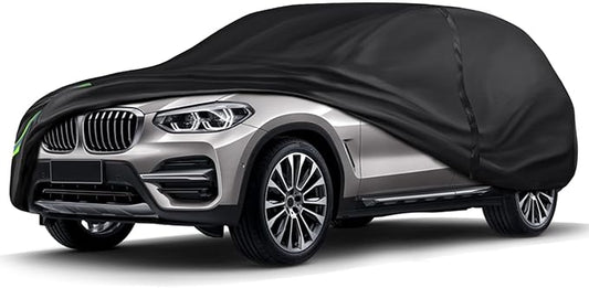 16-Layer 600D Heavy Duty Universal Full Car Cover for Outdoor & Indoor Use - All Weather Sun UV Rain Snow Dust Proof, Waterproof Scratch Resistant, Fits SUVs Body Length 181"-190"/15.1-15.8 ft