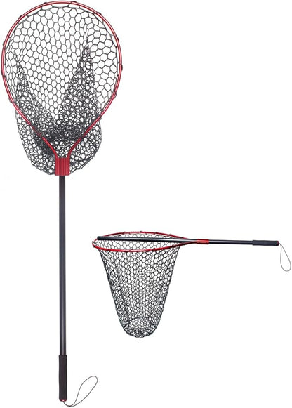 Fishing Landing Net with Long Handle Non-Telescopic,Large Rubber Fishing Net for Kayak/Fly | Hoop Size 23.6″ x 19″ | Overall Length: 67″ | Net Depth 24.8″