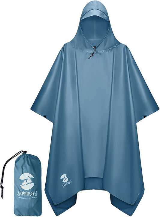 SaphiRose Hooded Rain Poncho Waterproof Raincoat Jacket for Men Women Adults