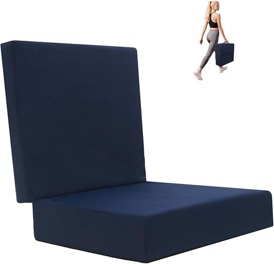 Porch Swing Folding Chair Cushion,Cushion for Outdoor Furniture with Carrying Handle and Adjustable Straps,for Patio,Outdoor,Backyard and Garden(Blue)